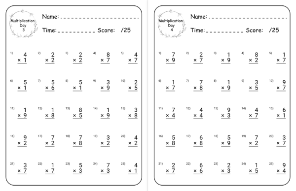 100 Days of Multiplication - Math WorkSheet - Image 3