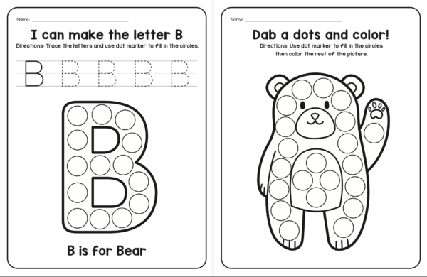 A-Z Animals-Dot Marker Worksheets - 52 pages - Image 3