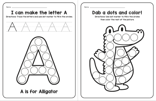 A-Z Animals-Dot Marker Worksheets - 52 pages