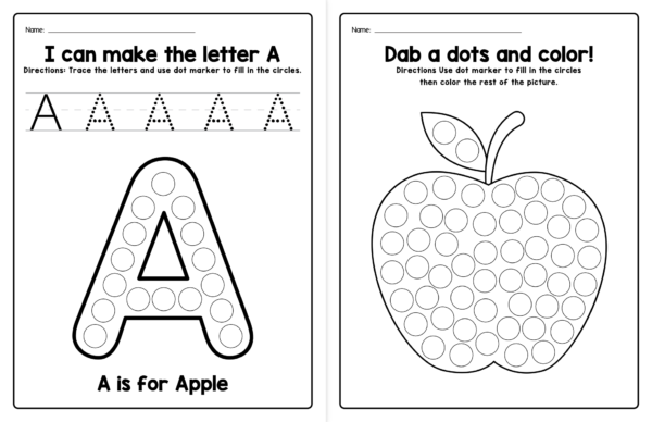 Alphabet Element Dot Markers Worksheets