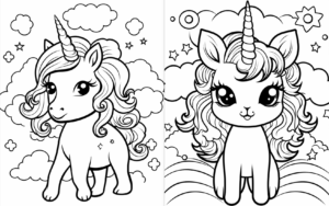 Cute Kawaii Unicorn - Coloring Book