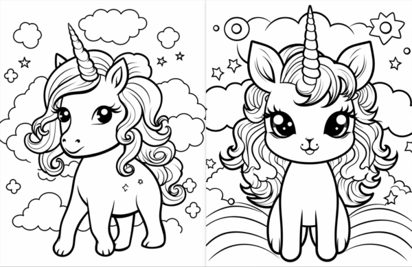 Cute Kawaii Unicorn - Coloring Book