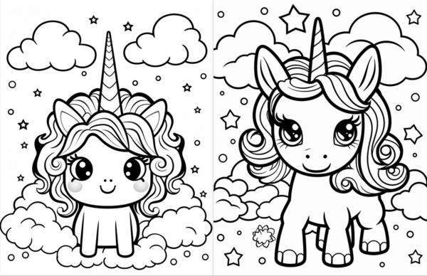 Cute Kawaii Unicorn - Coloring Book - Image 2