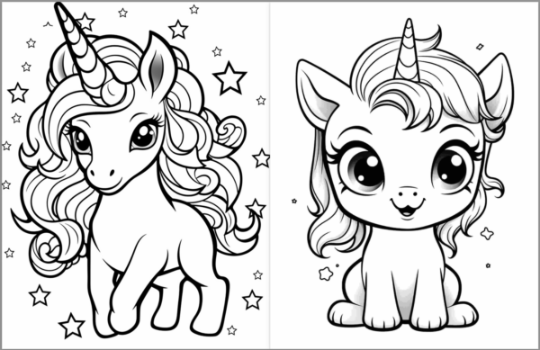 Cute Kawaii Unicorn - Coloring Book - Image 3